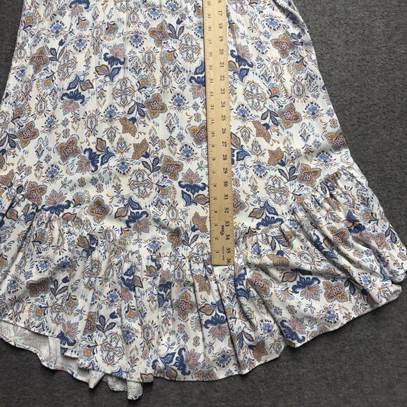 NWT Lucky Brand Floral Print Flowy Midi Dress Boho Women's XS Short Sleeve Shirt - Picture 7 of 7